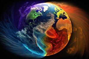 Welt Meteorologie meteorologisch Tag Planet mit Wetter abstrakt Illustration generativ ai foto