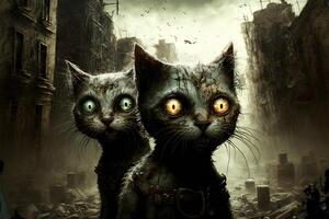 Zombie Katzen Illustration generativ ai foto