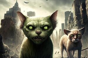 Zombie Katzen Illustration generativ ai foto