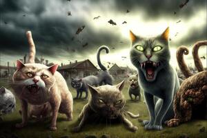 Zombie Katzen Illustration generativ ai foto