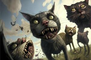 Zombie Katzen Illustration generativ ai foto