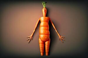 Karotte Mensch gestalten Gemüse kreativ Diät Essen gesund Essen Konzept Foto von Mensch gemacht von frisch Früchte und Gemüse Illustration generativ ai