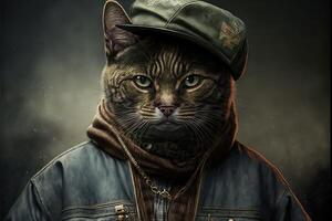 Rapper Katze Illustration generativ ai foto