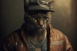 Rapper Katze Illustration generativ ai foto