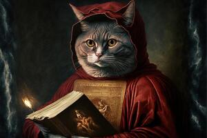 dante Alighieri wie ein Katze Illustration generativ ai foto