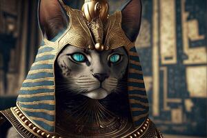 Katze wie ägyptisch Pharao Illustration generativ ai foto