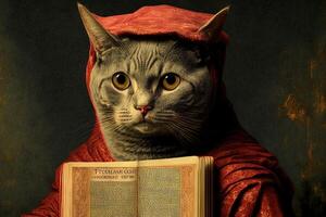 dante Alighieri wie ein Katze Illustration generativ ai foto