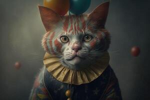 Zirkus Katze Clown Illustration generativ ai foto