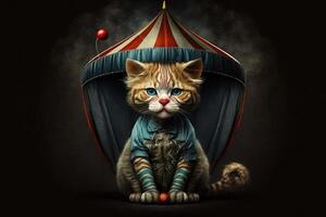 Zirkus Katze Clown Illustration generativ ai foto