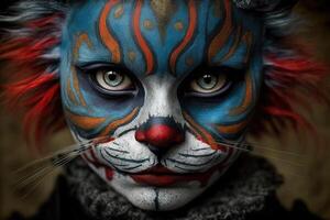 Zirkus Katze Clown Illustration generativ ai foto