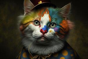 Zirkus Katze Clown Illustration generativ ai foto