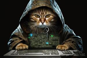 Hacker Katze Arbeiten Job Beruf Illustration generativ ai foto