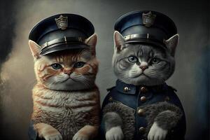 Katze wie Polizist Illustration generativ ai foto