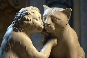Bernini Kuss Statue Katze berühmt Skulptur Illustration generativ ai foto