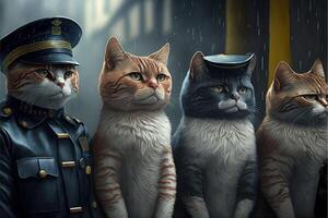 Katze wie Polizist Illustration generativ ai foto