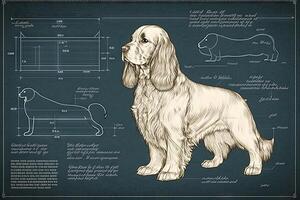 Cocker Spaniel Hund Entwurf Illustration generativ ai foto