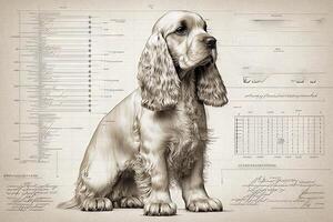 Cocker Spaniel Hund Entwurf Illustration generativ ai foto