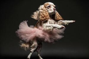 Hund Ballerina Tänzer Korps de Ballett Illustration generativ ai foto