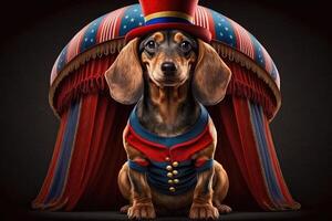 Dackel Hund Zirkus Tier Illustration generativ ai foto