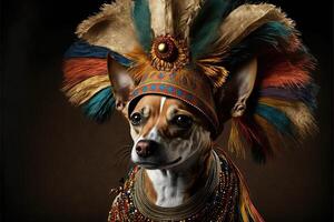 Hund im Karneval Kostüm beim Karneval Parade Illustration generativ ai foto