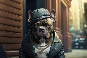 Rapper Hund im nyc Illustration generativ ai foto