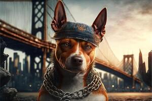 Rapper Hund im nyc Illustration generativ ai foto