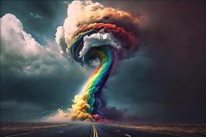 Regenbogen Farben Tornado lgbtq Illustration generativ ai foto