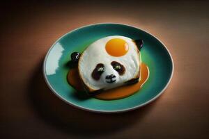 Panda geformt gebraten Eier Illustration generativ ai foto