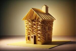 klein Haus gemacht aus von Pasta Illustration generativ ai foto