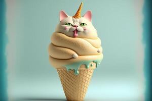 süß Eis Sahne Katze gestalten Eis Sahne Illustration generativ ai foto