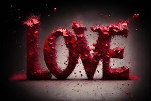 Liebe Wort gemacht von rot Herzen Valentinstag Tag Konzept Illustration generativ ai foto