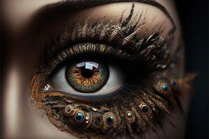 Wimperntusche Auge Maquillage von das Zukunft Steampunk Cyberpunk Detail Illustration generativ ai foto