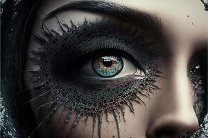 Wimperntusche Auge Maquillage von das Zukunft Steampunk Cyberpunk Detail Illustration generativ ai foto