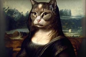 mona lisa wie ein Katze Illustration generativ ai foto