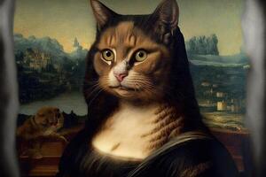 mona lisa wie ein Katze Illustration generativ ai foto