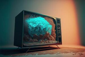 Clever holographisch 3d Fernsehen von das Zukunft Illustration generativ ai foto