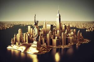 Neu York Stadt gemacht von gemacht von Gold Illustration generativ ai foto