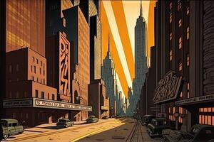 Jack Kirby Stil imaginär Darstellung Neu York Stadt wenn gemalt durch Künstler Illustration generativ ai foto