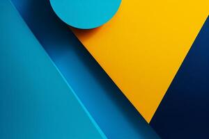 geometrisch abstrakt zwei Farbe, Blau und Gelb ai generiert foto