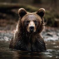 wild Bär im natürlich Lebensraum ai generiert foto