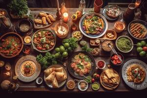 traditionell Türkisch Feier Abendessen ai generiert foto