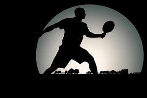 Silhouette Gliederung von ein Mann spielen Pickleball Illustration generativ ai foto