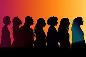 Profil Silhouette von Frauen auf bunt Hintergrund Illustration generativ ai foto