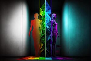 Geschlecht Spektrum abstrakt Konzept von Mensch Vielfalt mit anders Farben Illustration generativ ai foto