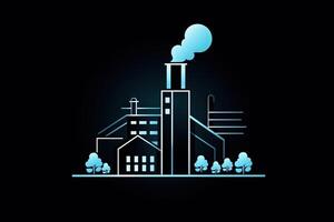 Fabrik Symbol isoliert auf schwarz industriell Design Illustration generativ ai foto