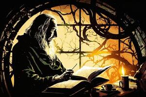 National Tolkien lesen Tag Illustration generativ ai foto