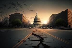 Washington dc Erdbeben auf Kapitol und Einkaufszentrum Illustration generativ ai foto