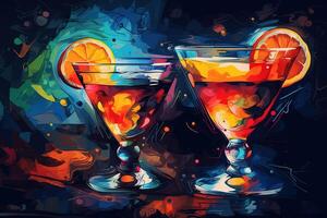 Welt Cocktail Tag abstrakt Illustration generativ ai foto