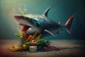 Vegetarier Vegetarisch Hai Illustration generativ ai foto