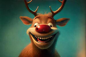 Rudolph das rotnasig Rentier Illustration, Weihnachten Konzept generativ ai foto